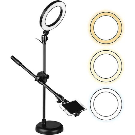 5 Core 6 inch Ring Light with Cell Phone Stand Adjustable Ringlight Angle - LED Circle Light w Phone Holder RING MOB PL